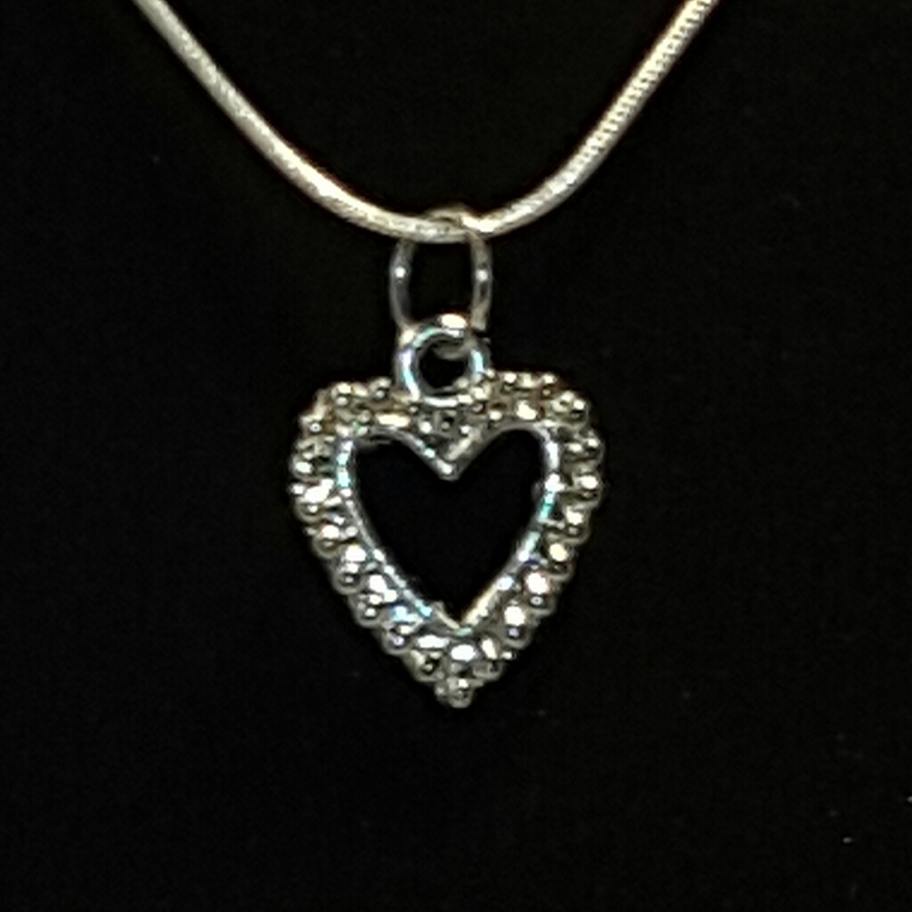 Heart Pendant Necklace Silver Chain Love Valentine